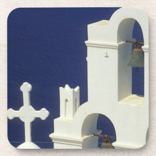 Porta-copo Grécia, Santorini. Vista de uma igreja grega e