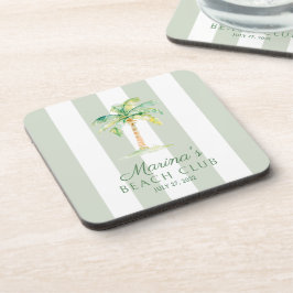 Porta-copo Green Cabana Stripes Palm Beach Club Birthday