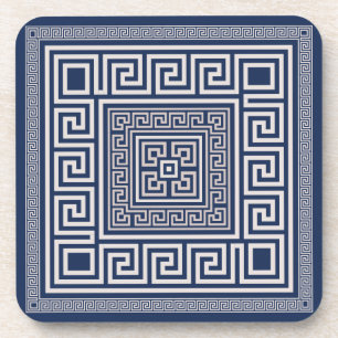 Porta-copo Grego - Chave grega - Azul e creme