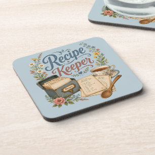 Porta-copo Guarda-Receitas Floral Vintage Cottagecore Azul