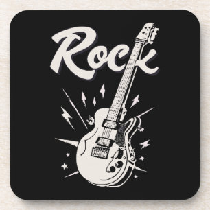 Porta-copo Guitarra elétrica com palavra rock