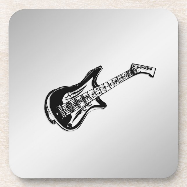Porta-copo Guitarra Elétrica em Prata (Frente)