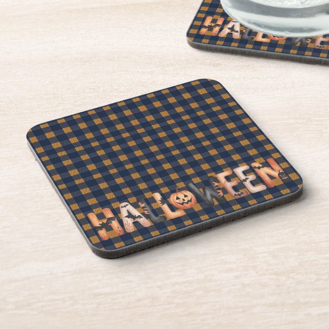 Porta-copo Halloween Plaid Pumpkin (Left Side)