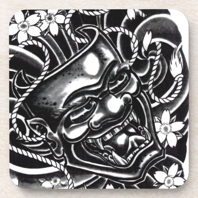 Porta-copo Hannya Mask Tattoo Design (Frente)