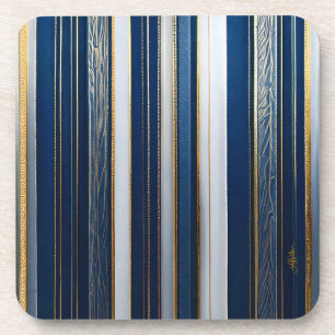 Porta-copo Hanukkah Blues Stripes Azul Branco Dourado