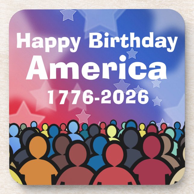 Porta-copo Happy Birthday America 1776 to 2026 (Frente)