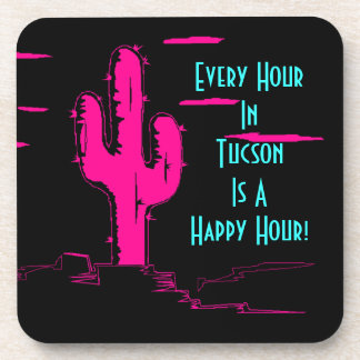 Porta-copo Happy hour cor-de-rosa de néon de Tucson do cacto