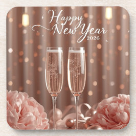 Porta-copo happy new year 2026 champagne sparkle coasters