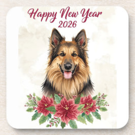 Porta-copo Happy New Year 2026 Dog Theme Coasters