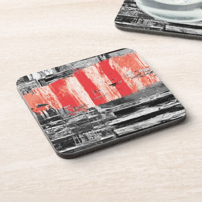 Porta-copo Hard Plastic Coaster – Red Pulse Abstract Design (Left Side)