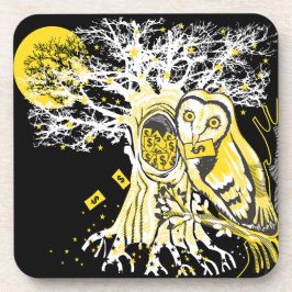 Porta-copo Hard Plastic Coaster – Urban Tree Owl & Wealth