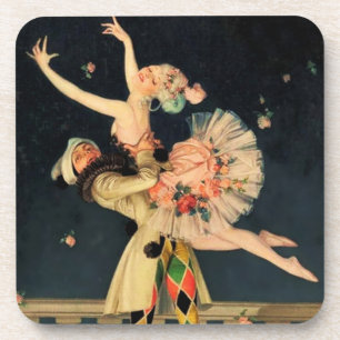 Porta-copo “Harlequim e Colombina” por FX Leyendecker