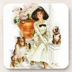 Porta-copo Harrison Fisher: Mulher com três cães