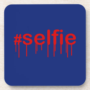 Porta-copo Hashtag Selfie Drooling em decor azul