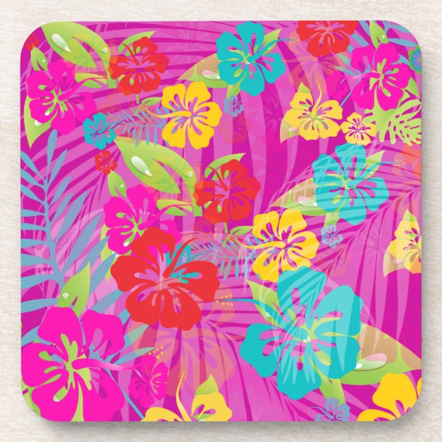 Porta-copo Hibisco PixDezines/cor de fundo DIY (Frente)