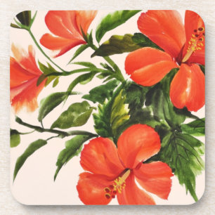 Porta-copo Hibiscus vermelho quente