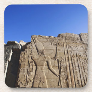 Porta-copo Hieróglifos antigos na parede, Templo de Karnak,