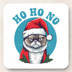 Porta-copo Ho ho não - gato de natal engraçado e rabugento