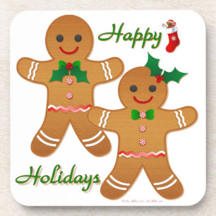 Porta-copo Homem de Biscoito de Natal Feliz Menino Menina