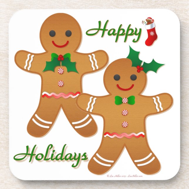 Porta-copo Homem de Biscoito de Natal Feliz Menino Menina (Frente)