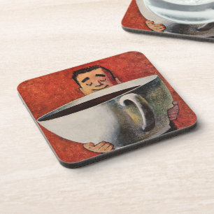 Porta-copo Homem Feliz Vintage Bebendo Xícara Gigante de Café