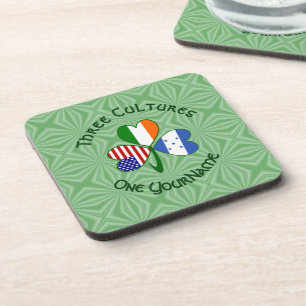 Porta-copo Hondurenho Irish American Flags Shamrock Seu Nome