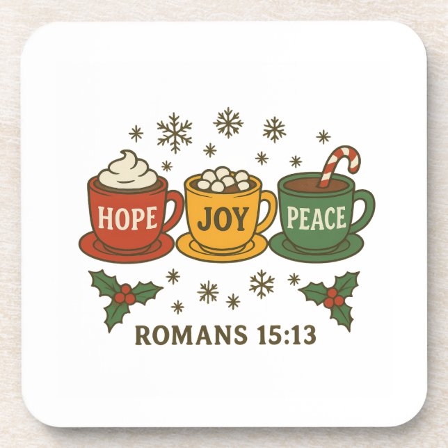 Porta-copo Hope joy Peace and Cocoa (Frente)