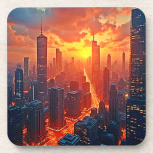 Porta-copo Horizonte Dourado: Arte do Pôr do Sol na Cidade Ra