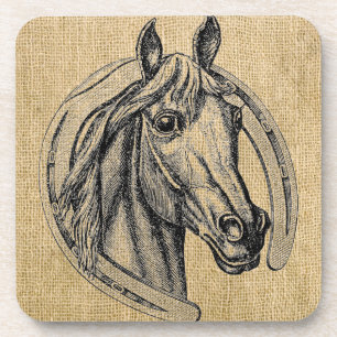 Porta-copo Horse Cameo em Burlap