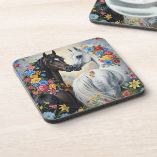 Porta-copo  Horses framed in flowers Coaster