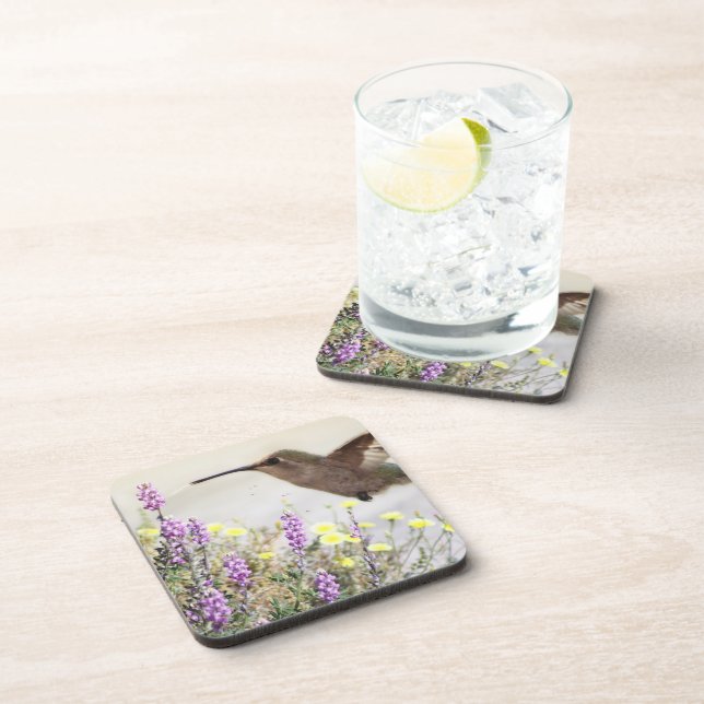 Porta-copo Hummingbird e flores silvestres Arte digital  (Lado Direito)