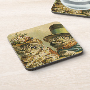 Porta-copo Humor do vintage, gatos do noivo da noiva do