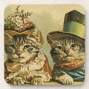 Porta-copo Humor do vintage, gatos do noivo da noiva do