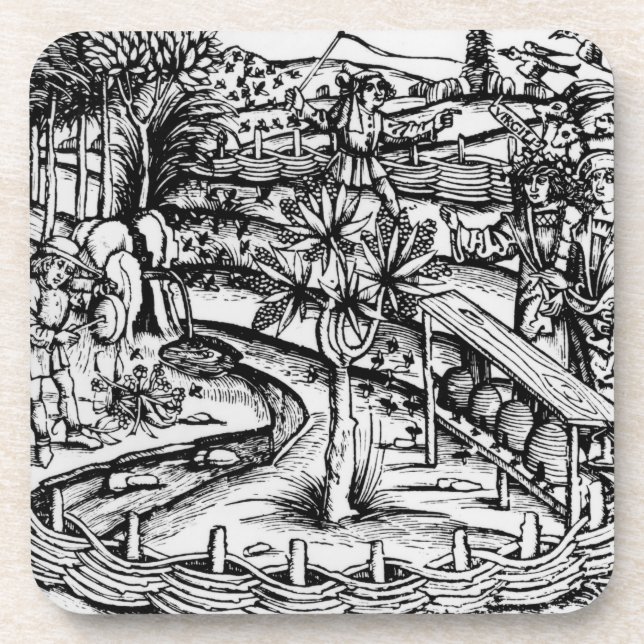 Porta-copo Husbandsmen felizes que tendem as abelhas, (Frente)