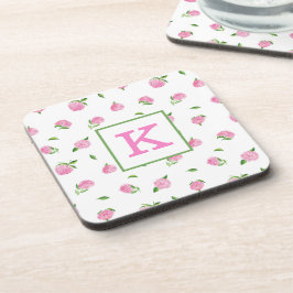 Porta-copo Hydrangas Rosa De Aquarela Monograma