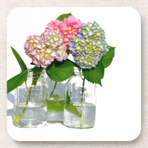Porta-copo hydrangeas e mason jar