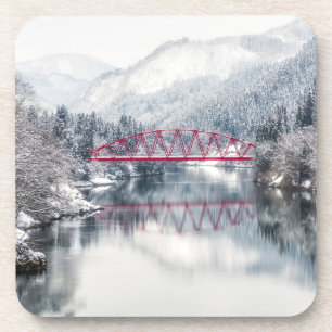 Porta-copo Ice & Snow   Red Bridge in Winter, Japan
