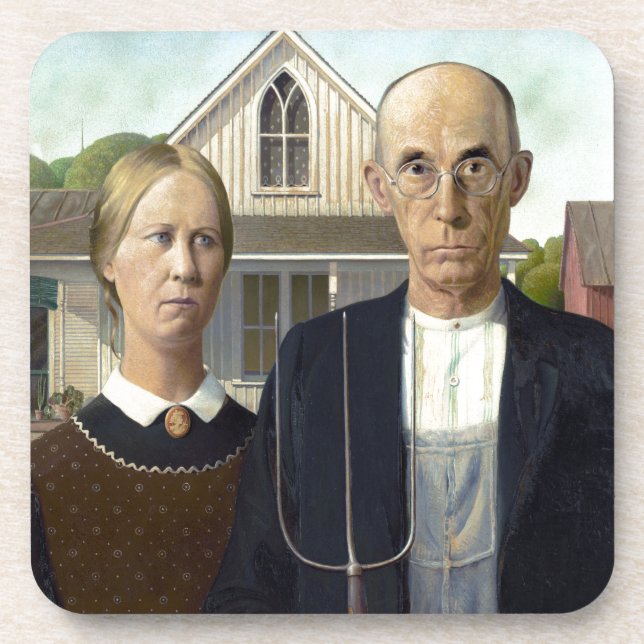 Porta-copo Iconic Grant Wood American Gothic (Frente)