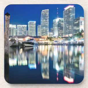 Porta-copo Ideia da skyline com reflexão na água, Miami