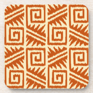 Porta-copo Ikat Aztec Padrão - Mandarina e Laranja Claro