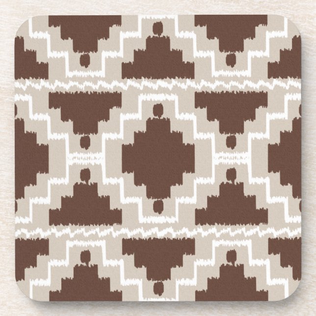 Porta-copo Ikat Aztec Pattern - Chocolate Brown e Taupe (Frente)