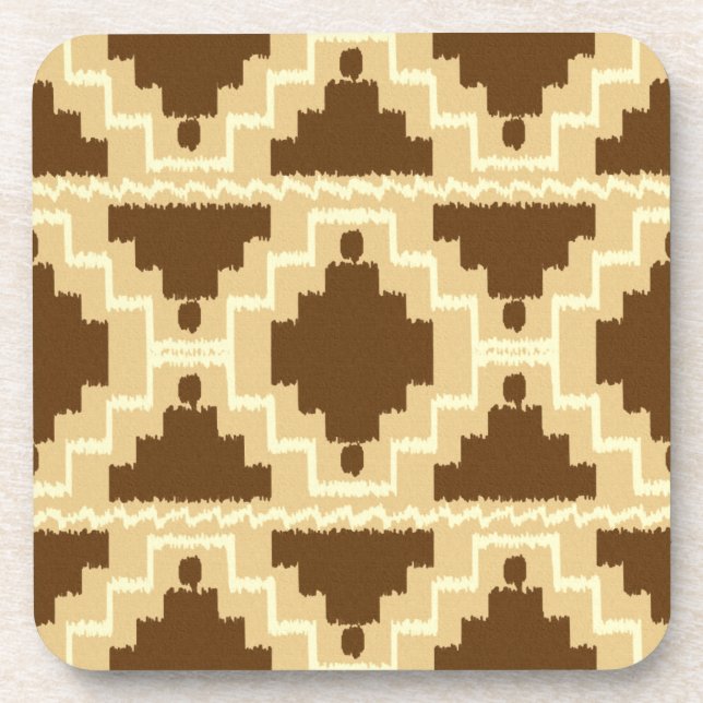 Porta-copo Ikat Aztec Pattern - Tan, marrom e creme (Frente)