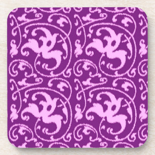 Porta-copo Ikat Floral Damask - Orquídea e Roxo