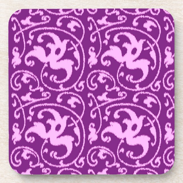 Porta-copo Ikat Floral Damask - Orquídea e Roxo (Frente)