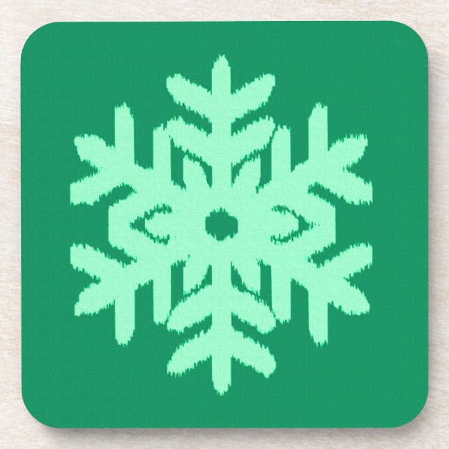Porta-copo Ikat Snowflake - Pinheiro e horta verdes (Frente)