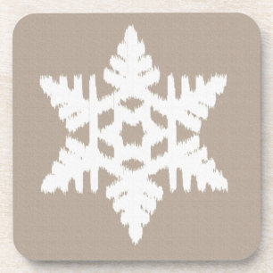 Porta-copo Ikat Snowflake - Taupe bronzeado e branco