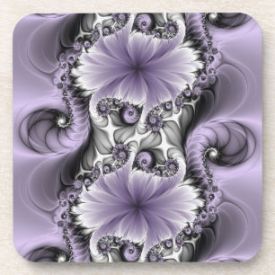 Porta-copo Ilusão Lilás Arte Floral Abstrata Fantasia Fractal