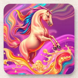 Porta-copo Ilustração Abstrata de Cavalo Vibrante