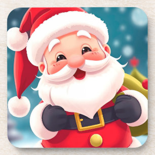 Porta-copo Ilustração Alegre do Papai Noel Celebrando
