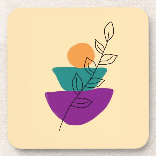 Porta-copo Ilustração boho de folhas (Frente)